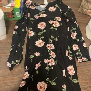 Black with pink roses hoodie